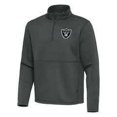Las Vegas Raiders Antigua Twist Quarter-Zip Pullover Jacket Pewter | NFL