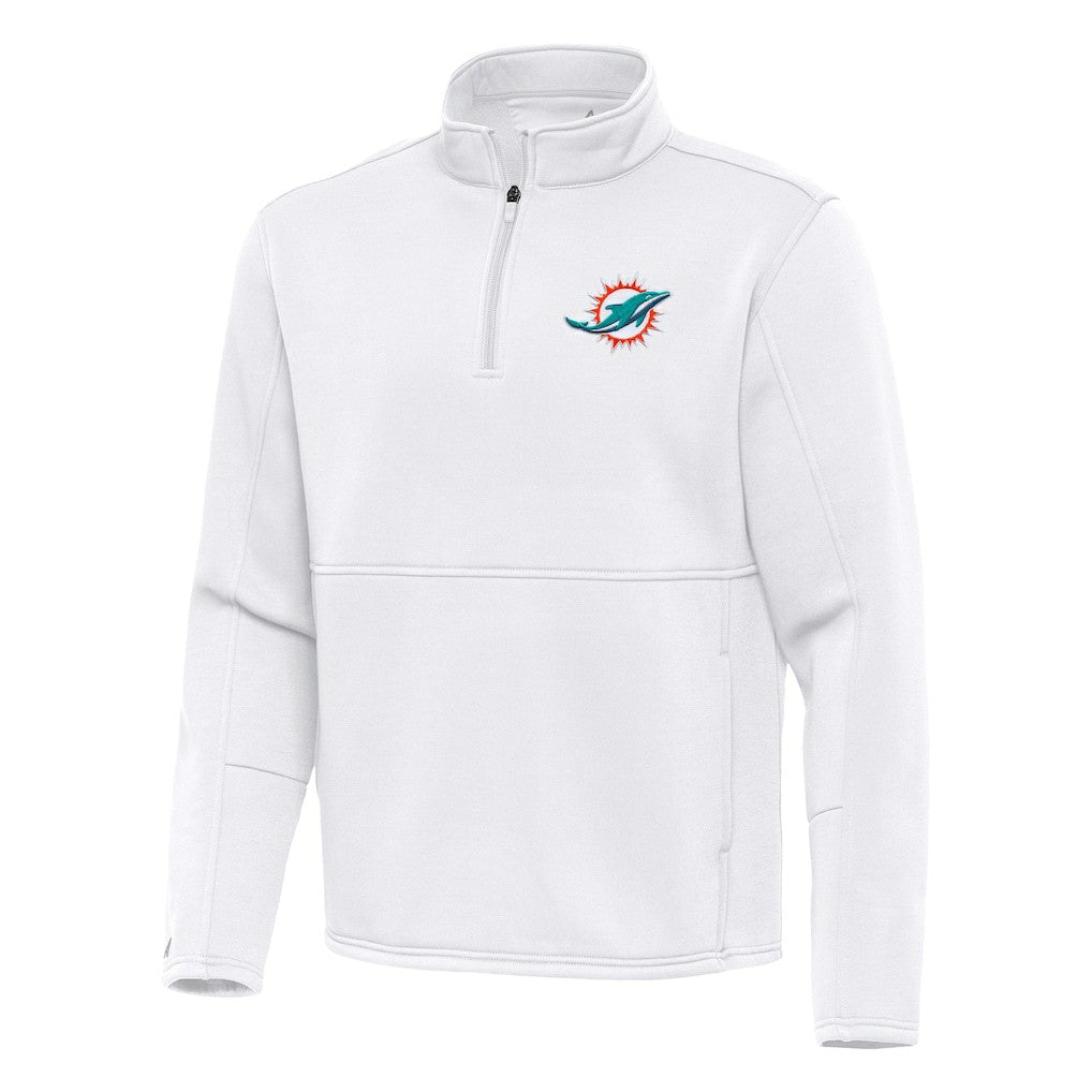 Miami Dolphins Antigua Twist Quarter-Zip Pullover Jacket White | NFL