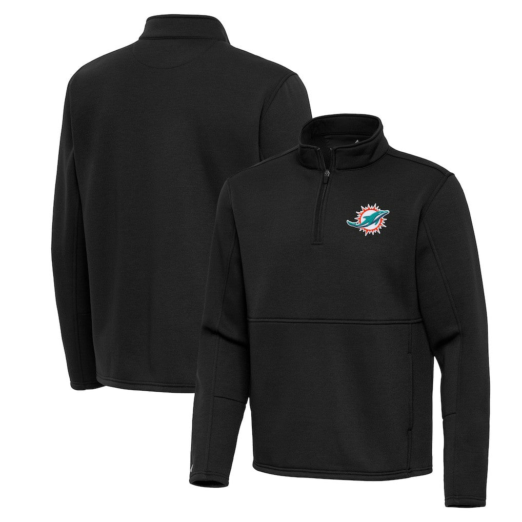 Miami Dolphins Antigua Twist Quarter-Zip Pullover Jacket Black | NFL