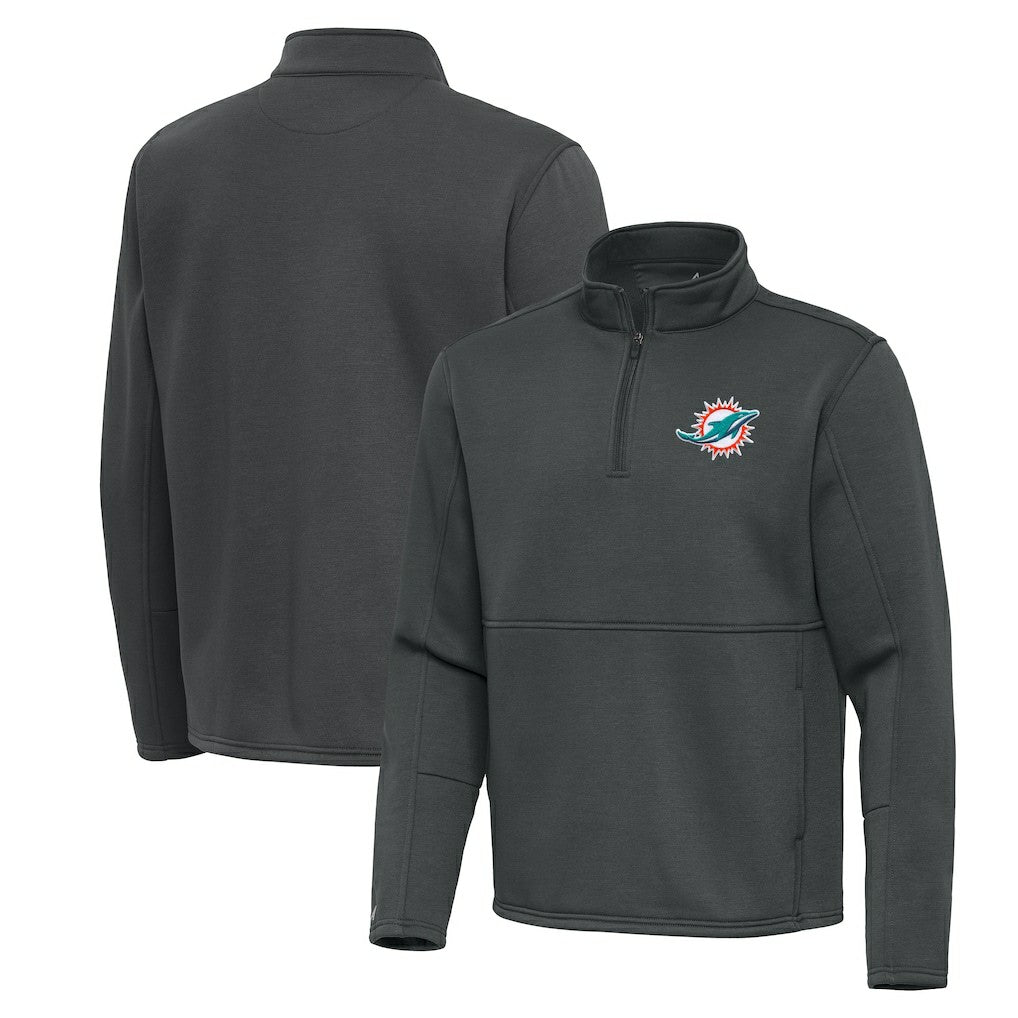 Miami Dolphins Antigua Twist Quarter-Zip Pullover Jacket Pewter | NFL