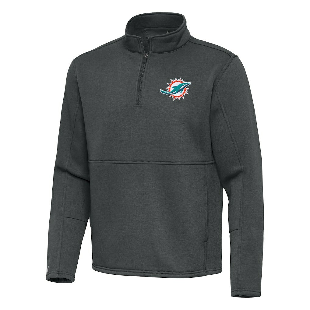 Miami Dolphins Antigua Twist Quarter-Zip Pullover Jacket Pewter | NFL