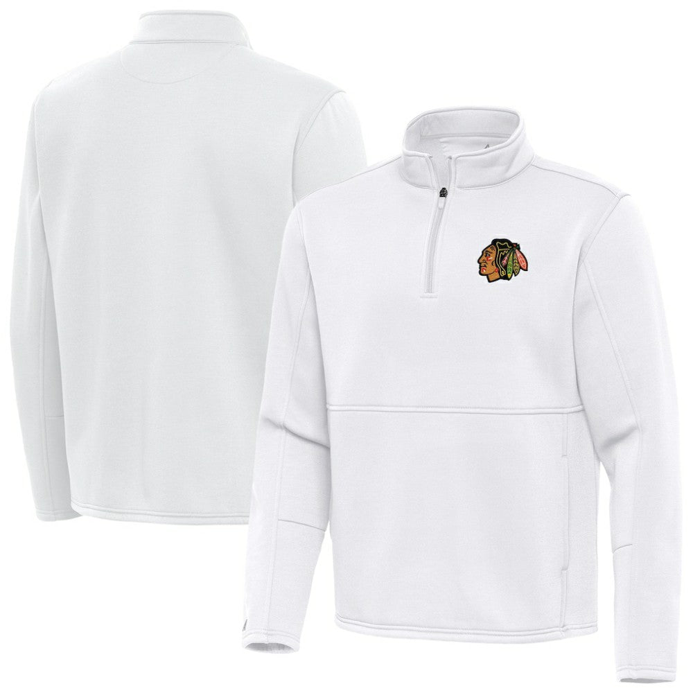Chicago Blackhawks Antigua Twist Quarter-Zip Pullover Jacket - White - NHL