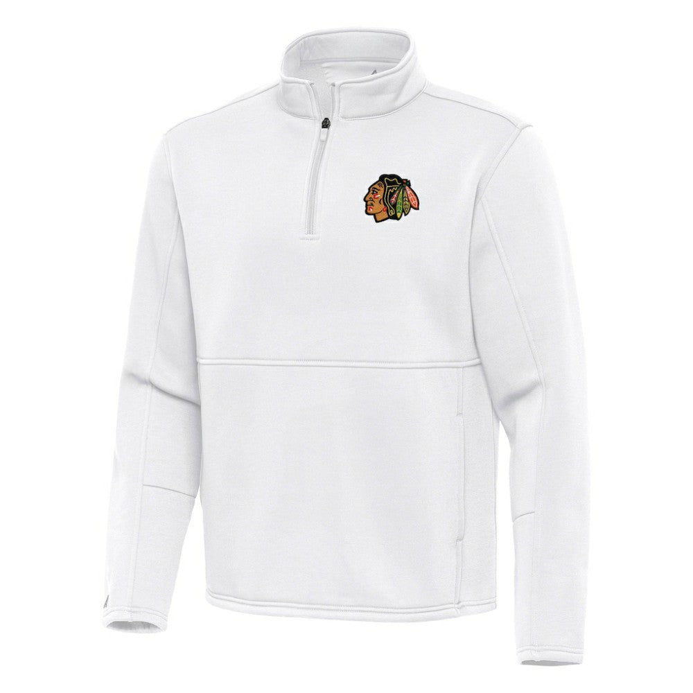 Chicago Blackhawks Antigua Twist Quarter-Zip Pullover Jacket - White - NHL