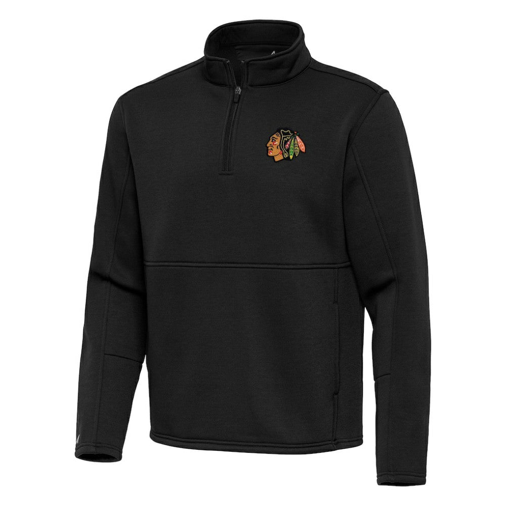 Chicago Blackhawks Antigua Twist Quarter-Zip Pullover Jacket - Black - NHL