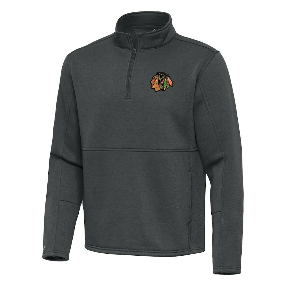 Chicago Blackhawks Antigua Twist Quarter-Zip Pullover Jacket - Pewter - NHL