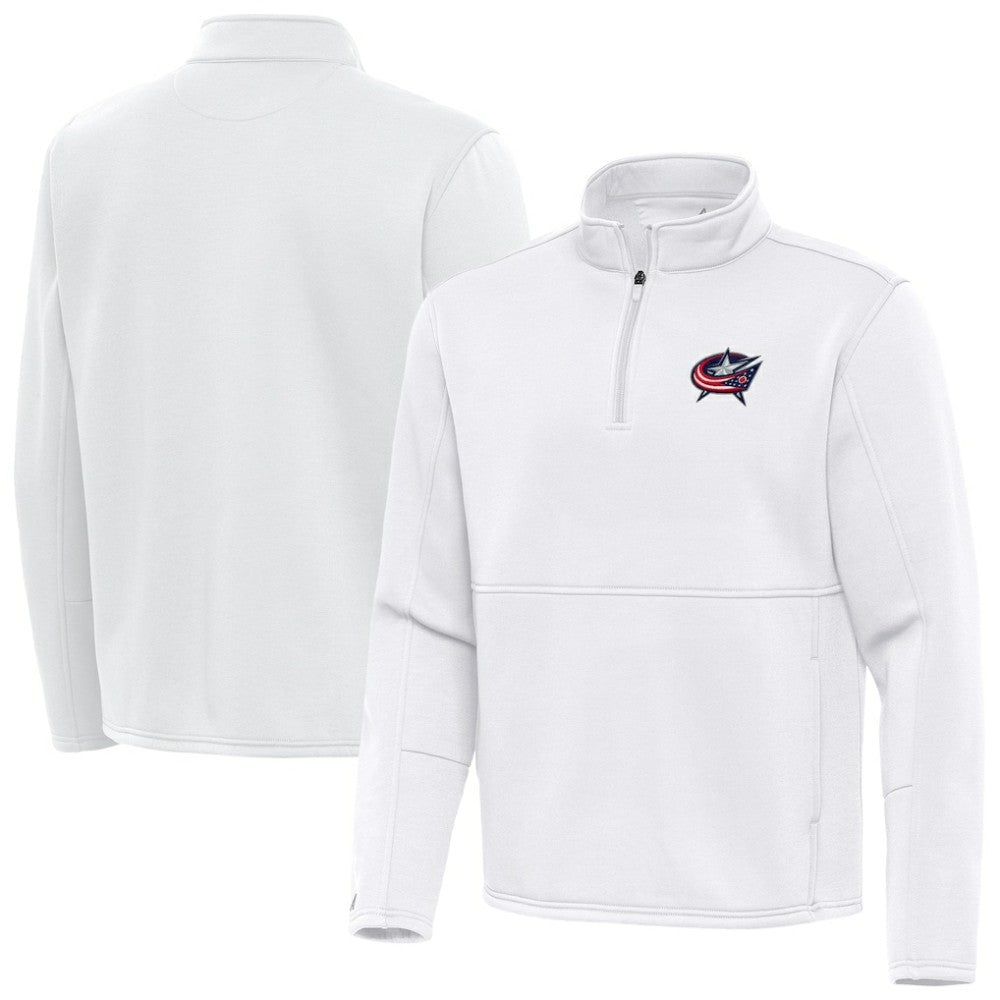 Columbus Blue Jackets Antigua Twist Quarter-Zip Pullover Jacket - White - NHL