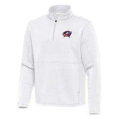 Columbus Blue Jackets Antigua Twist Quarter-Zip Pullover Jacket - White - NHL