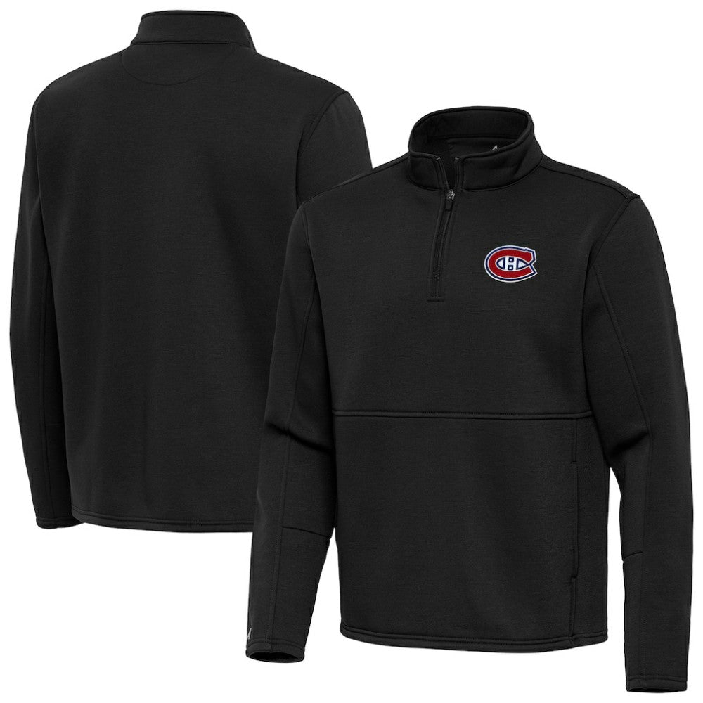 Montreal Canadiens Antigua Twist Quarter-Zip Pullover Jacket - Black - NHL
