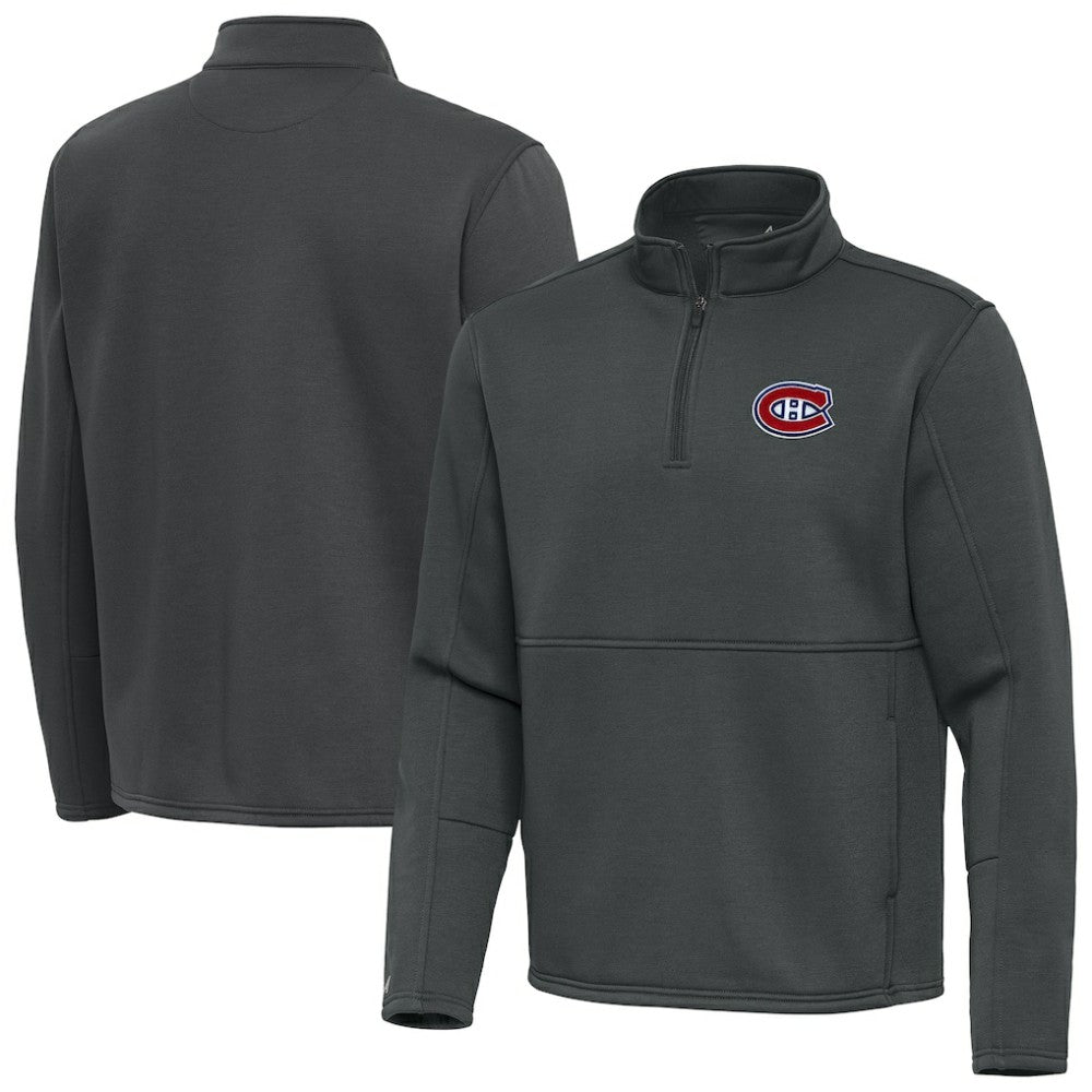 Montreal Canadiens Antigua Twist Quarter-Zip Pullover Jacket - Pewter - NHL