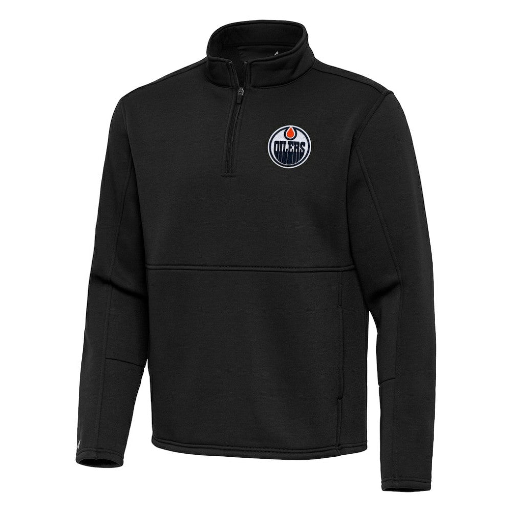 Edmonton Oilers Antigua Twist Quarter-Zip Pullover Jacket - Black - NHL
