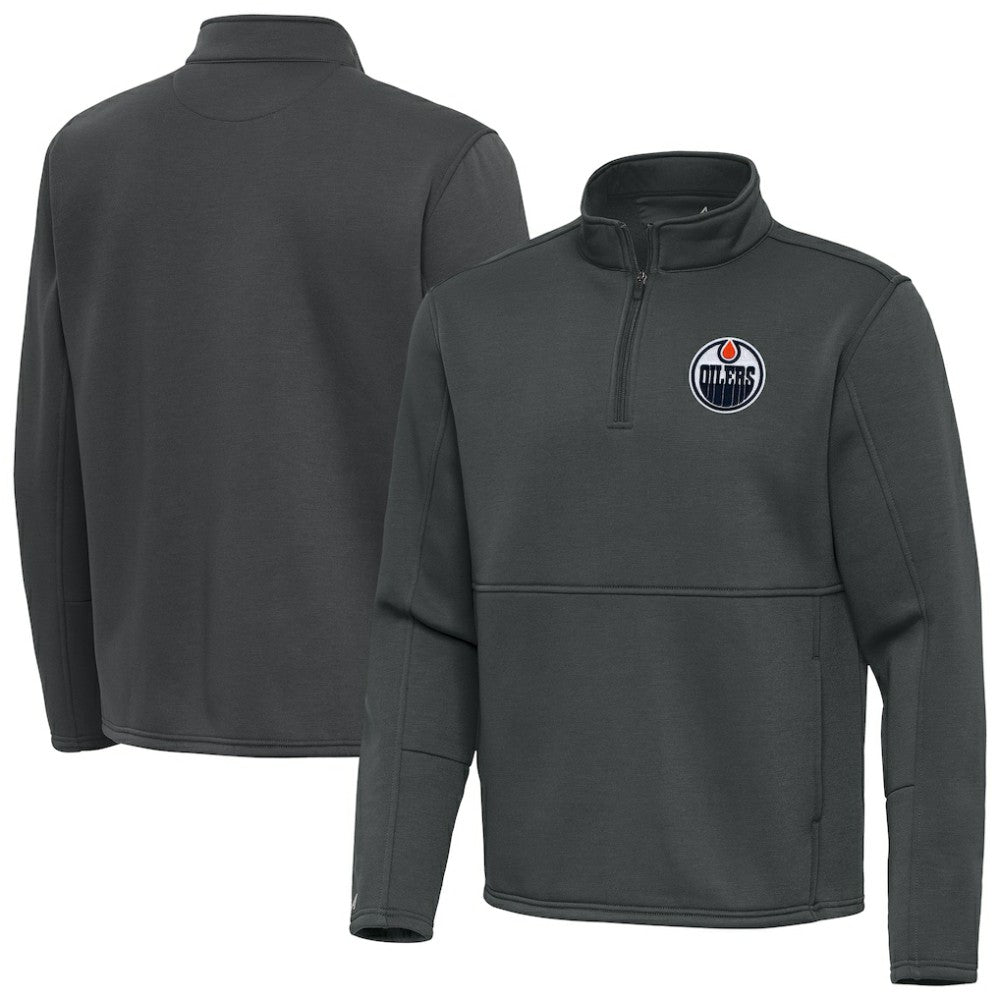 Edmonton Oilers Antigua Twist Quarter-Zip Pullover Jacket - Pewter - NHL