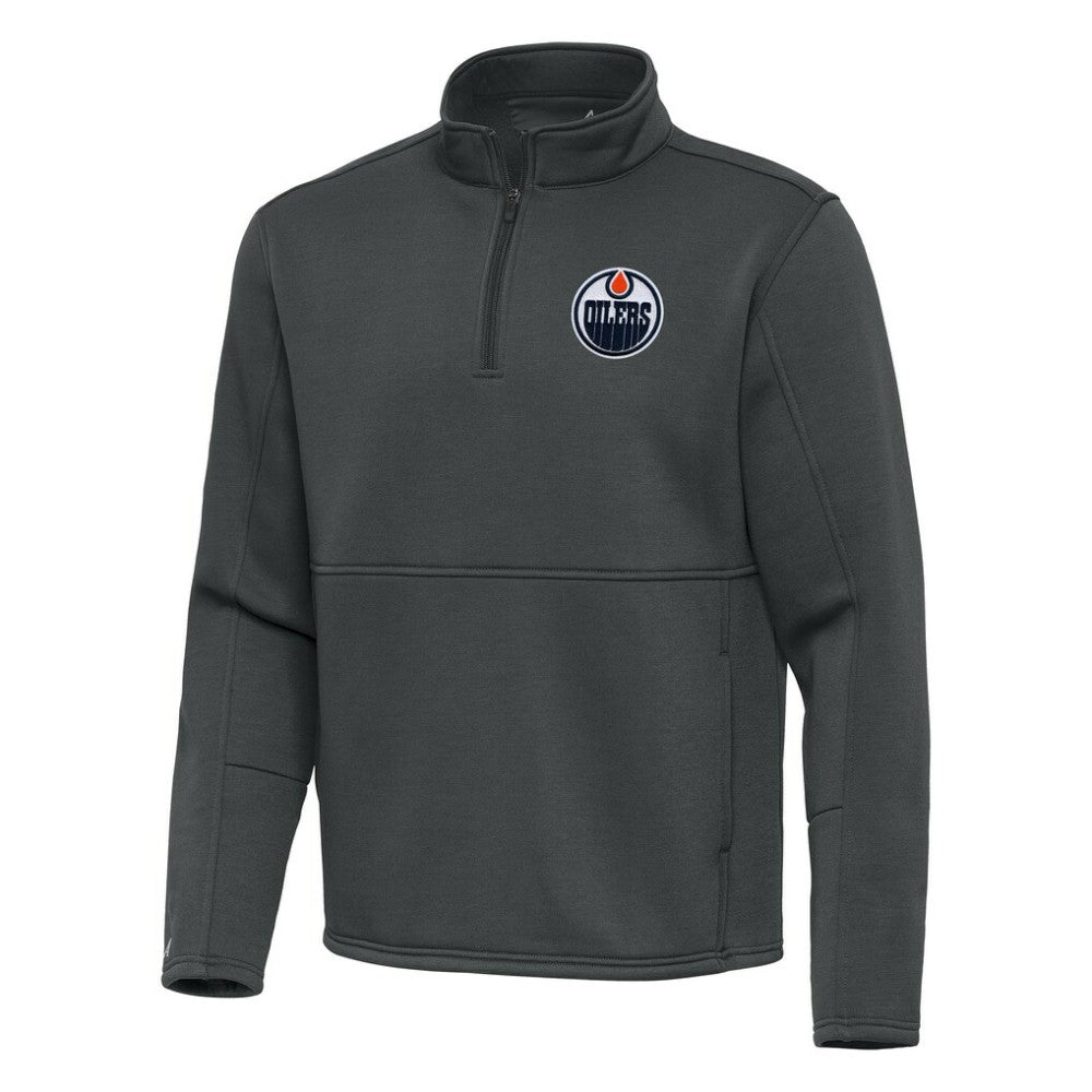 Edmonton Oilers Antigua Twist Quarter-Zip Pullover Jacket - Pewter - NHL
