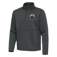 Edmonton Oilers Antigua Twist Quarter-Zip Pullover Jacket - Pewter - NHL