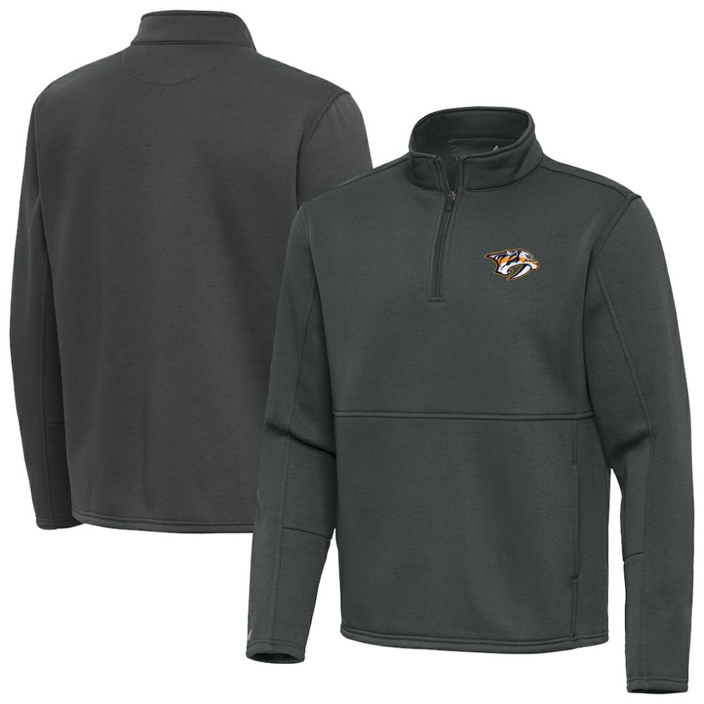 Nashville Predators Antigua Twist Quarter-Zip Pullover Jacket - Pewter - NHL