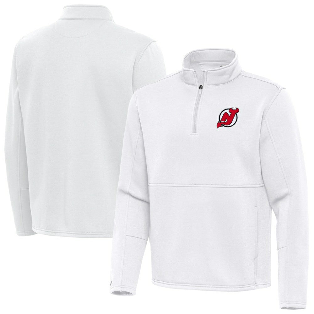 New Jersey Devils Antigua Twist Quarter-Zip Pullover Jacket - White - NHL
