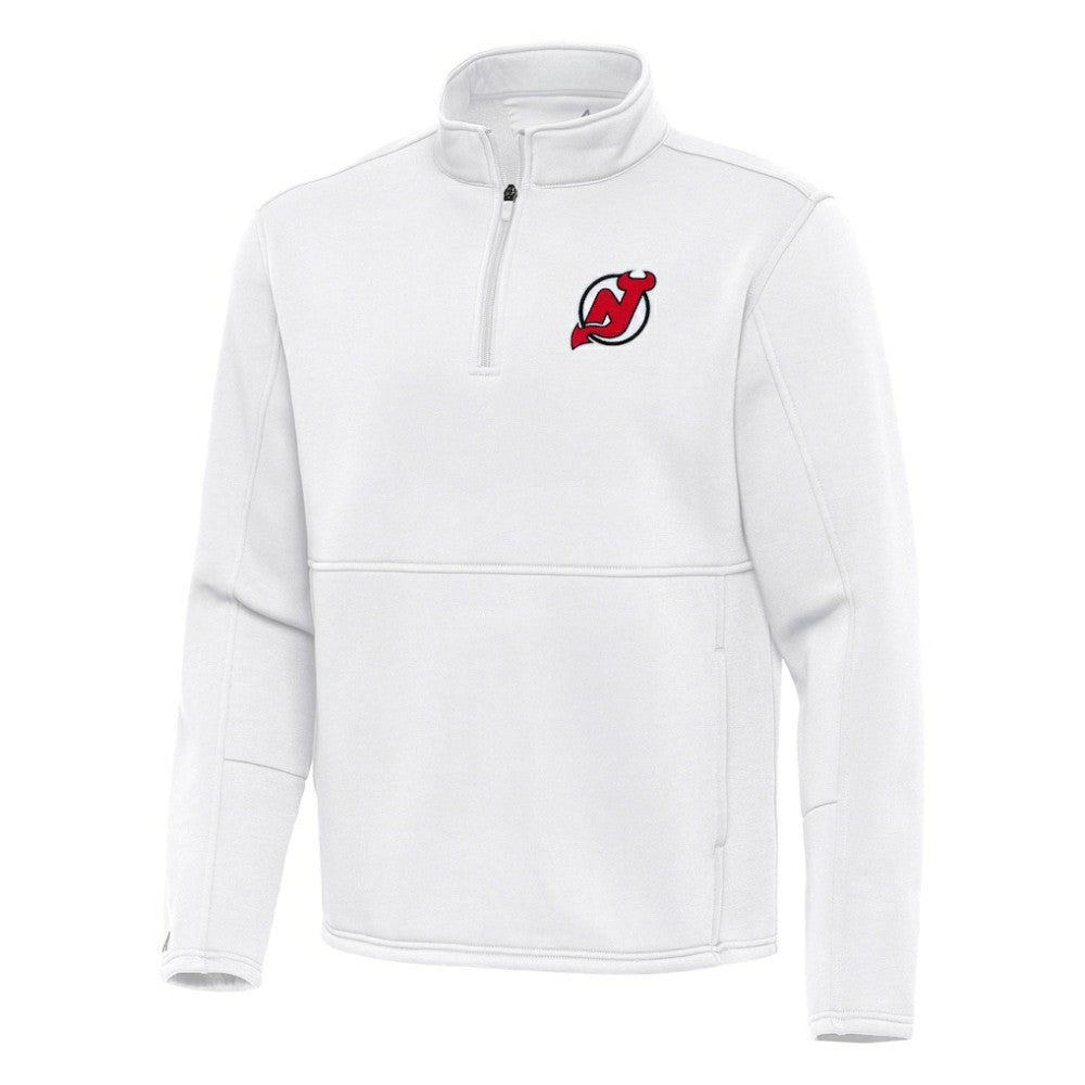 New Jersey Devils Antigua Twist Quarter-Zip Pullover Jacket - White - NHL