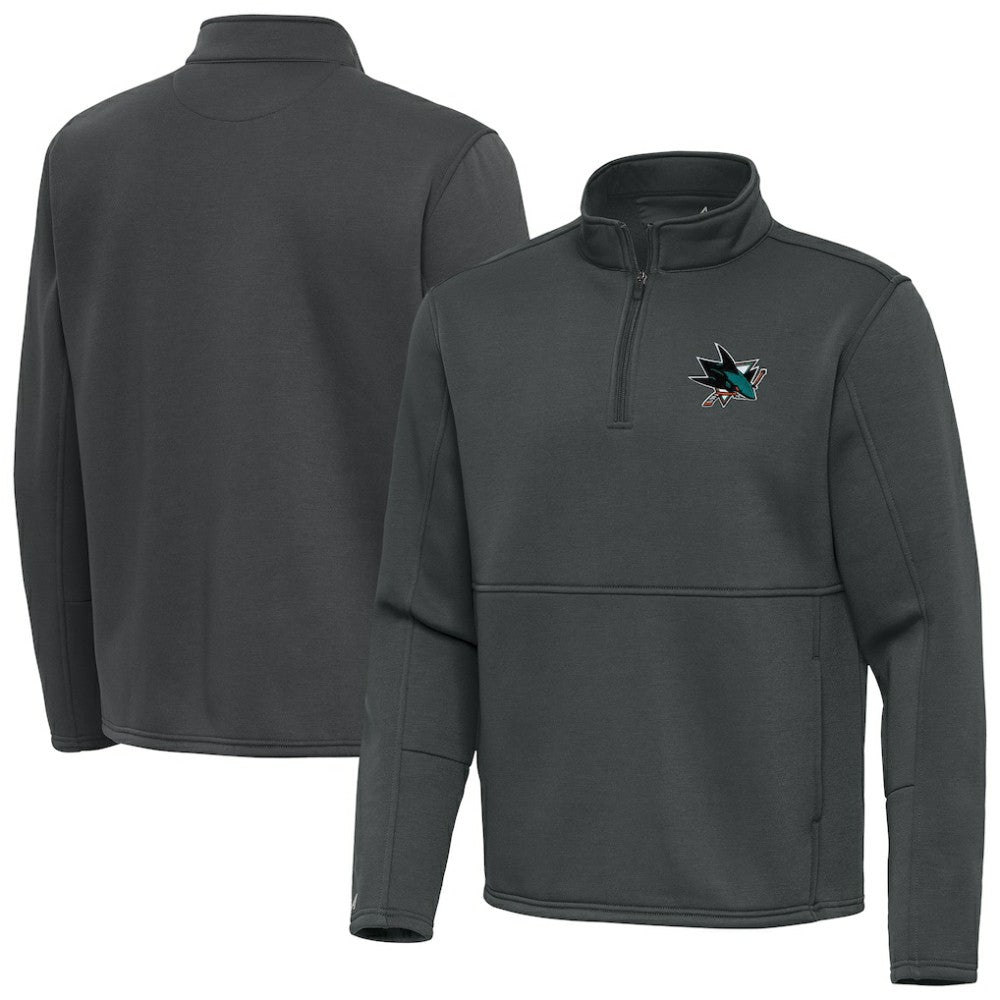 San Jose Sharks Antigua Twist Quarter-Zip Pullover Jacket - Pewter - NHL