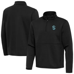 Seattle Kraken Antigua Twist Quarter-Zip Pullover Jacket - Black - NHL