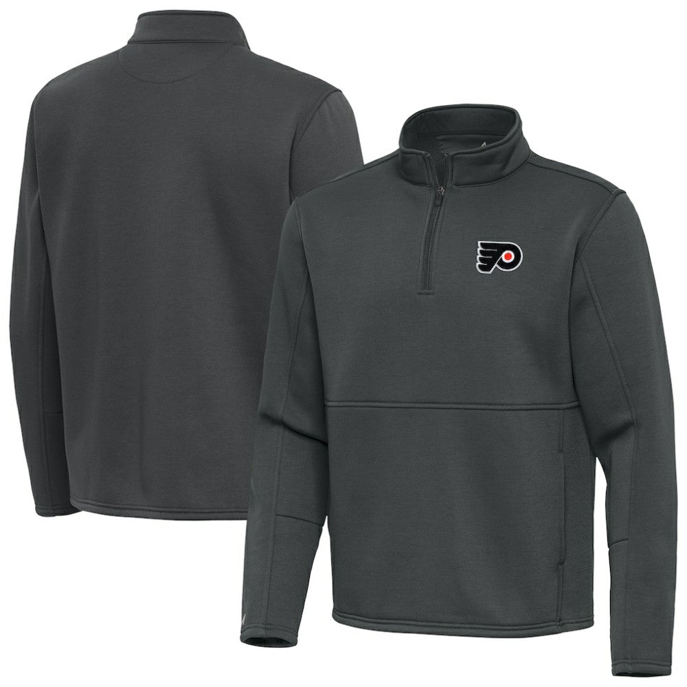 Philadelphia Flyers Antigua Twist Quarter-Zip Pullover Jacket - Pewter - NHL