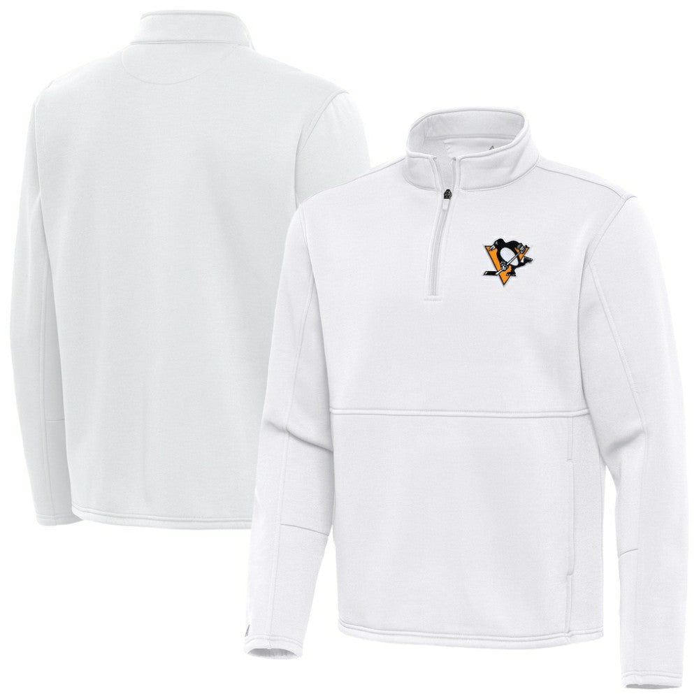 Pittsburgh Penguins Antigua Twist Quarter-Zip Pullover Jacket - White - NHL