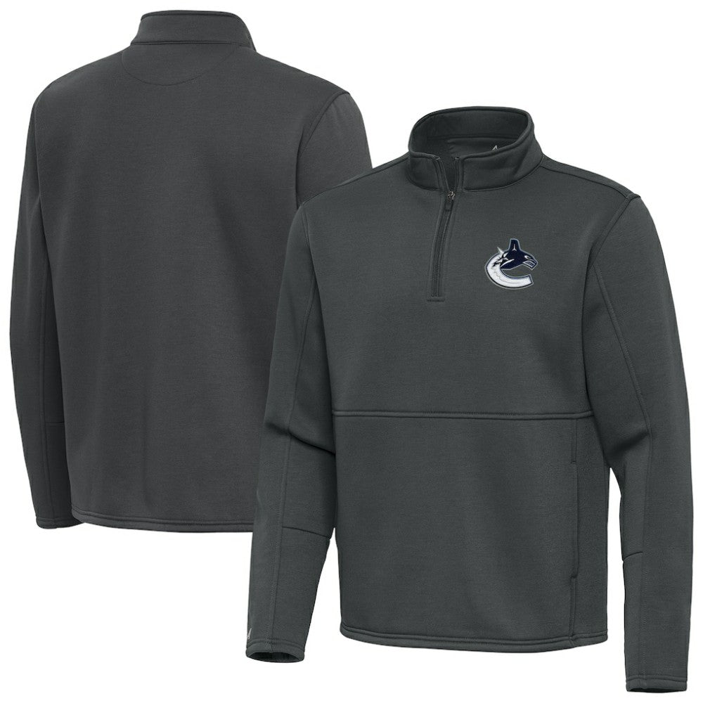 Vancouver Canucks Antigua Twist Quarter-Zip Pullover Jacket - Pewter - NHL