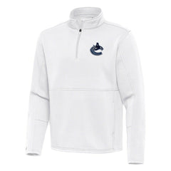 Vancouver Canucks Antigua Twist Quarter-Zip Pullover Jacket - White - NHL