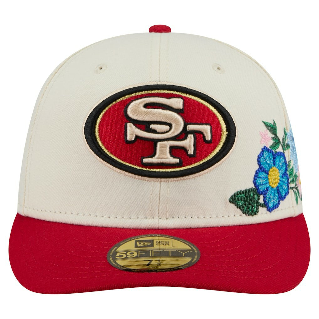 San Francisco 49ers New Era Tonal Floral 59FIFTY Fitted Hat Cream/Scarlet | NFL