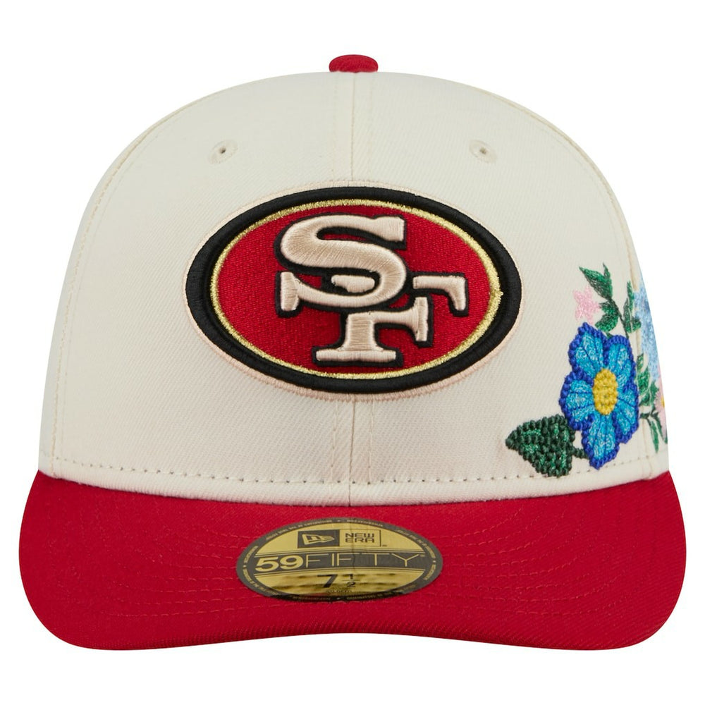 San Francisco 49ers New Era Tonal Floral 59FIFTY Fitted Hat Cream/Scarlet | NFL