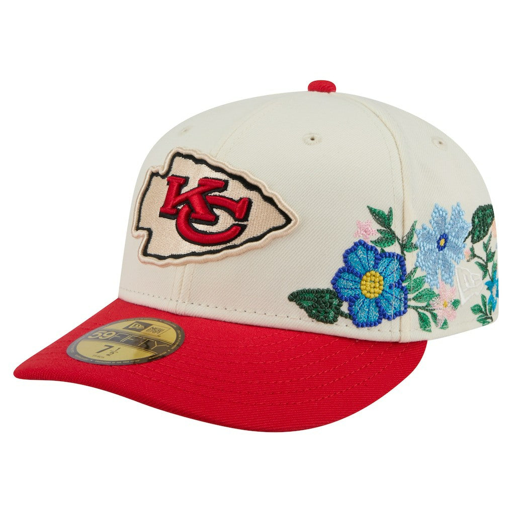 Kansas City Chiefs New Era Tonal Floral 59FIFTY Fitted Hat Cream/Red | NFL