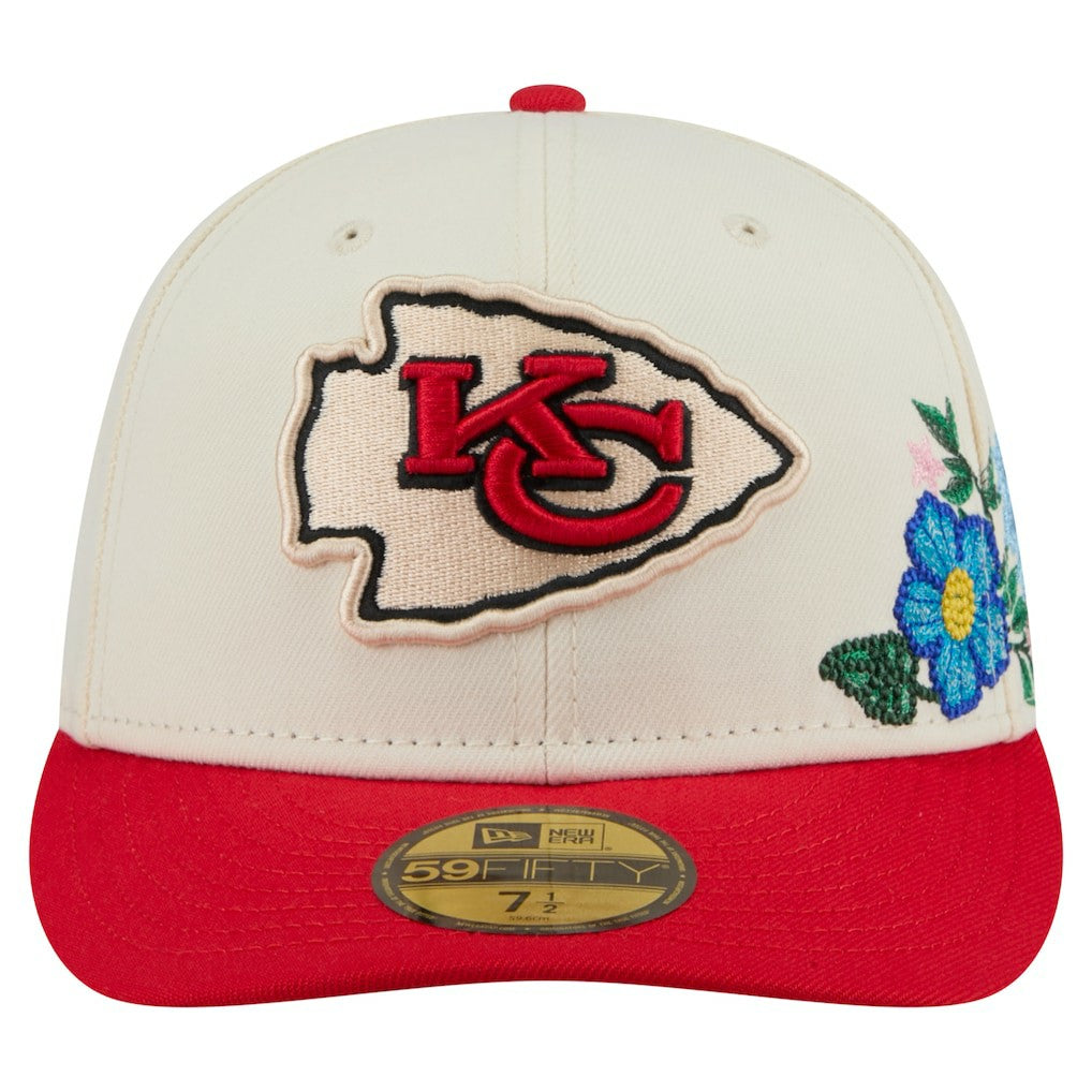 Kansas City Chiefs New Era Tonal Floral 59FIFTY Fitted Hat Cream/Red | NFL