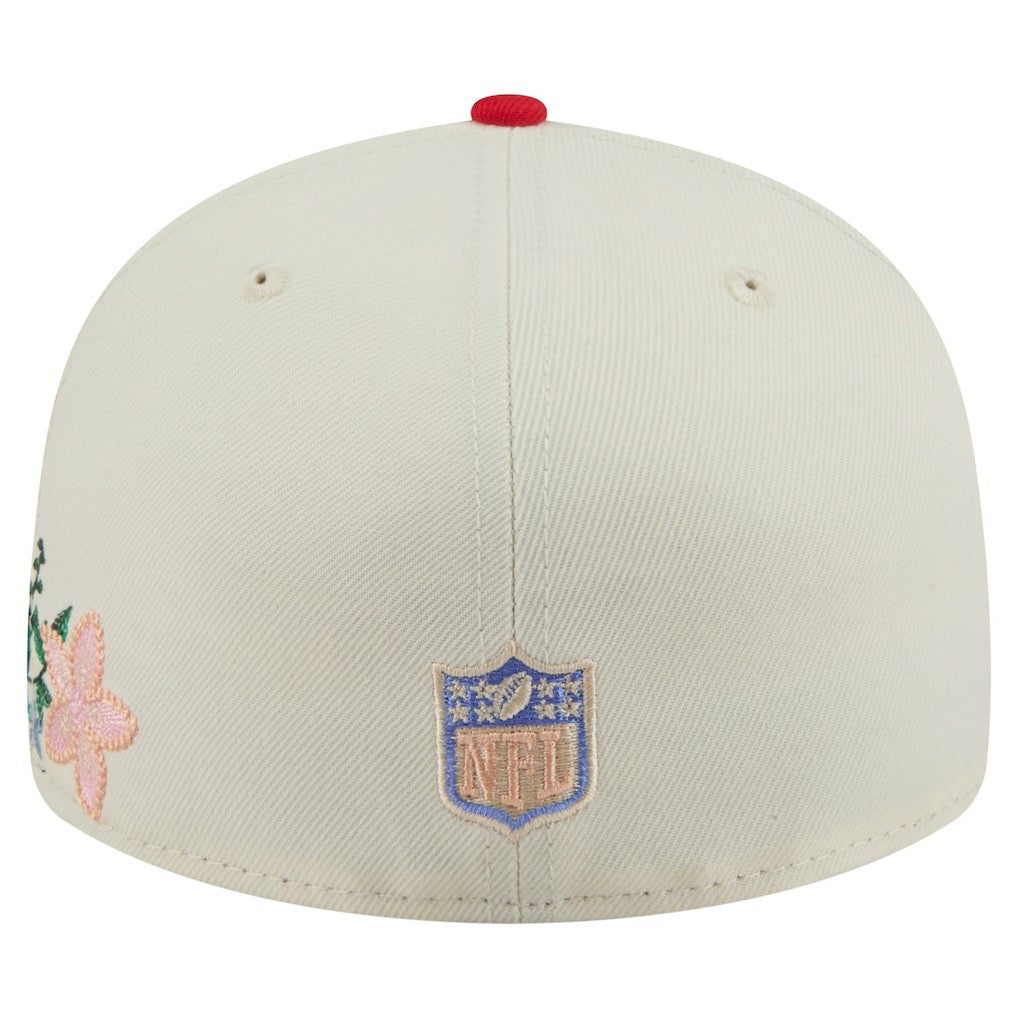 Kansas City Chiefs New Era Tonal Floral 59FIFTY Fitted Hat Cream/Red | NFL