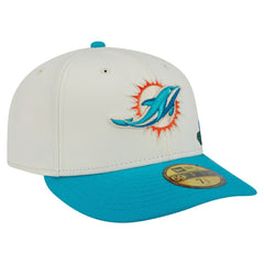 Miami Dolphins New Era Tonal Floral 59FIFTY Fitted Hat Cream/Aqua | NFL