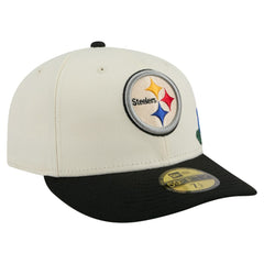 Pittsburgh Steelers New Era Tonal Floral 59FIFTY Fitted Hat Cream/Black | NFL