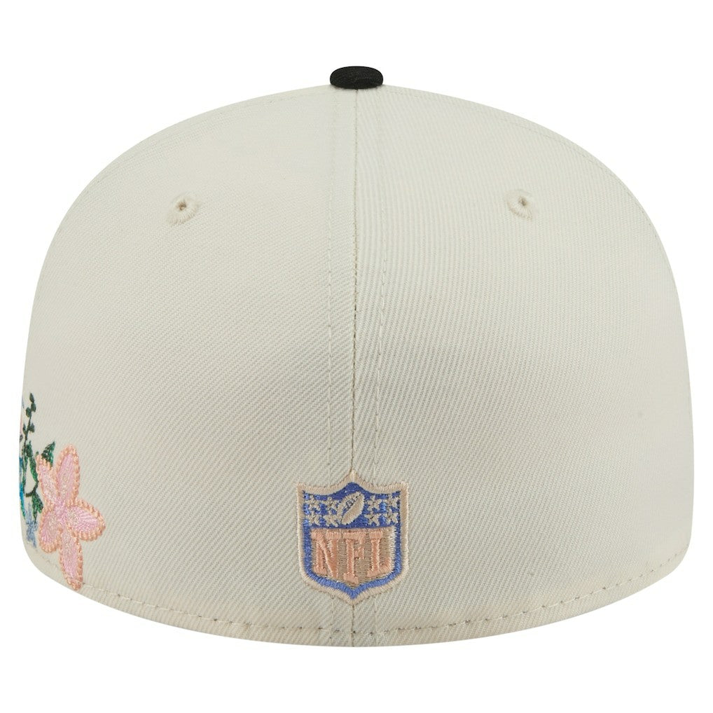 Pittsburgh Steelers New Era Tonal Floral 59FIFTY Fitted Hat Cream/Black | NFL