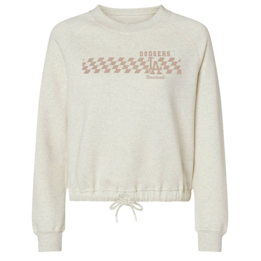 Los Angeles Dodgers Soft as a Grape Women's Tonal Checkered Sweatshirt - MLB