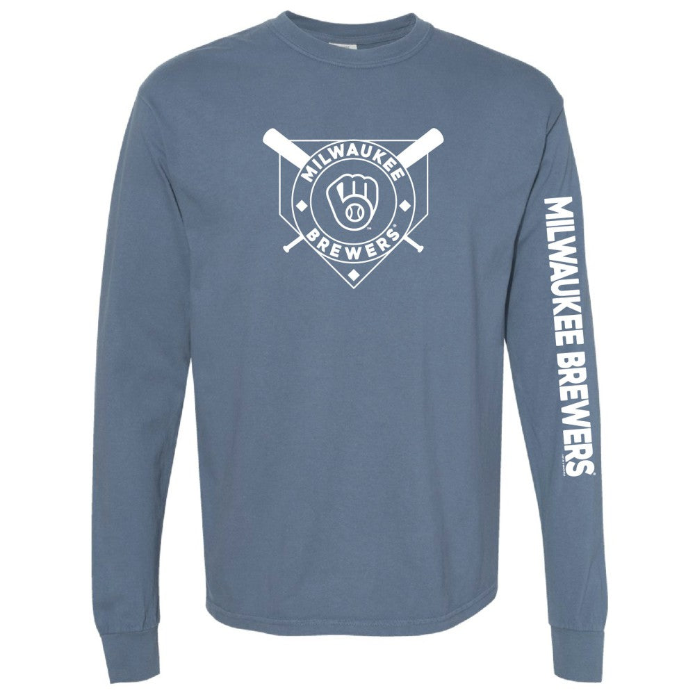 Milwaukee Brewers Soft as a Grape Women's Pigment Dye Long Sleeve T-Shirt - MLB