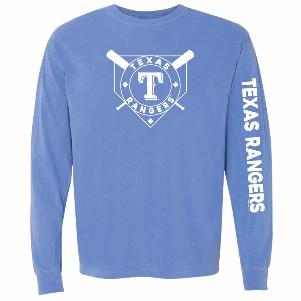 Texas Rangers Soft as a Grape Women's Pigment Dye Long Sleeve T-Shirt - MLB