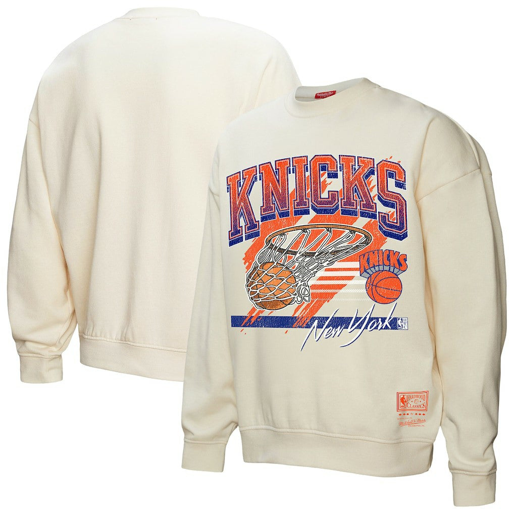 New York Knicks Women's Brush Bucket Pullover Sweatshirt Cream - NBA