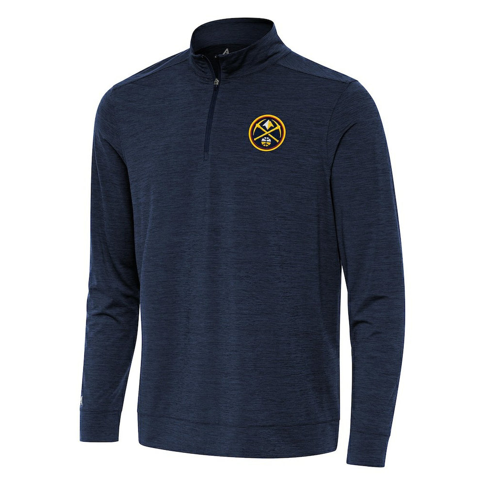 Denver Nuggets Antigua Bright Quarter-Zip Top Heather Navy - NBA