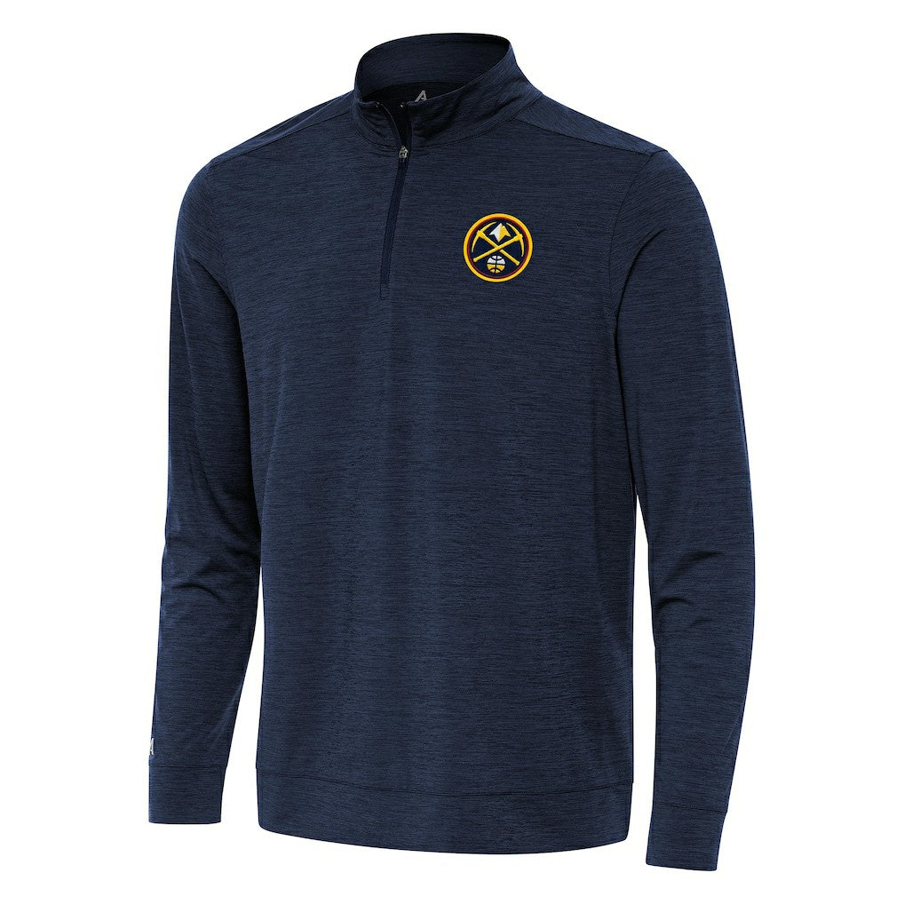 Denver Nuggets Antigua Bright Quarter-Zip Top Heather Navy - NBA