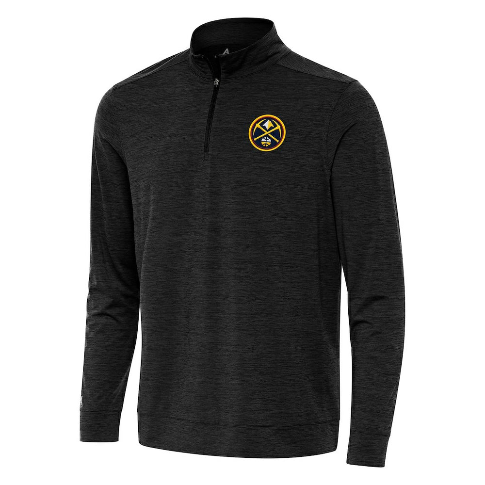 Denver Nuggets Antigua Bright Quarter-Zip Top Heather Black - NBA