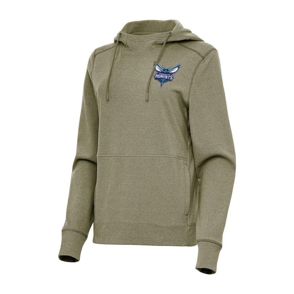 Charlotte Hornets Antigua Women's Justice Pullover Hoodie Heather Olive - NBA