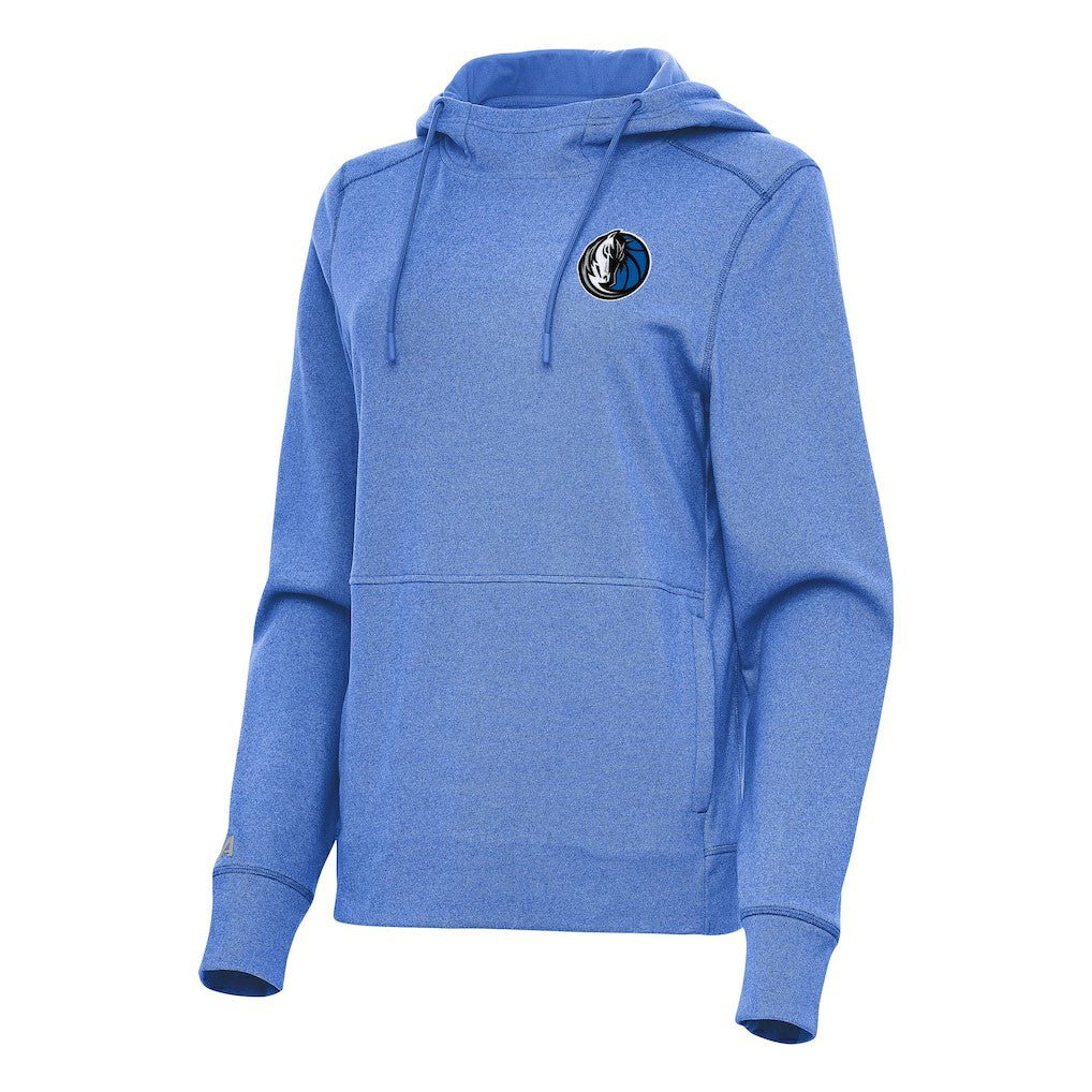 Dallas Mavericks Antigua Women's Justice Pullover Hoodie Heather Blue - NBA