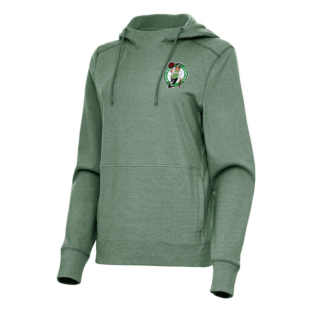 Boston Celtics Antigua Women's Justice Pullover Hoodie Heather Kelly Green - NBA