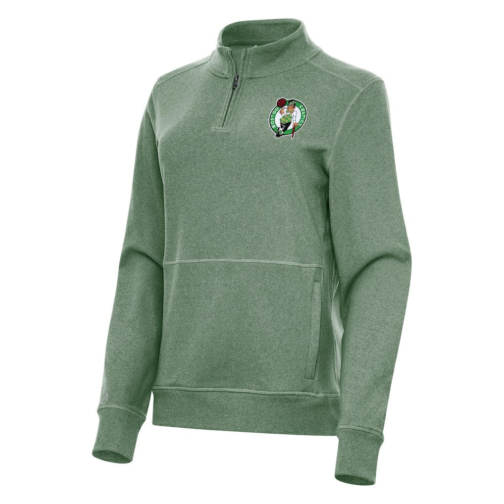 Boston Celtics Antigua Women's Crush Quarter-Zip Fleece Sweatshirt Hunter Green - NBA