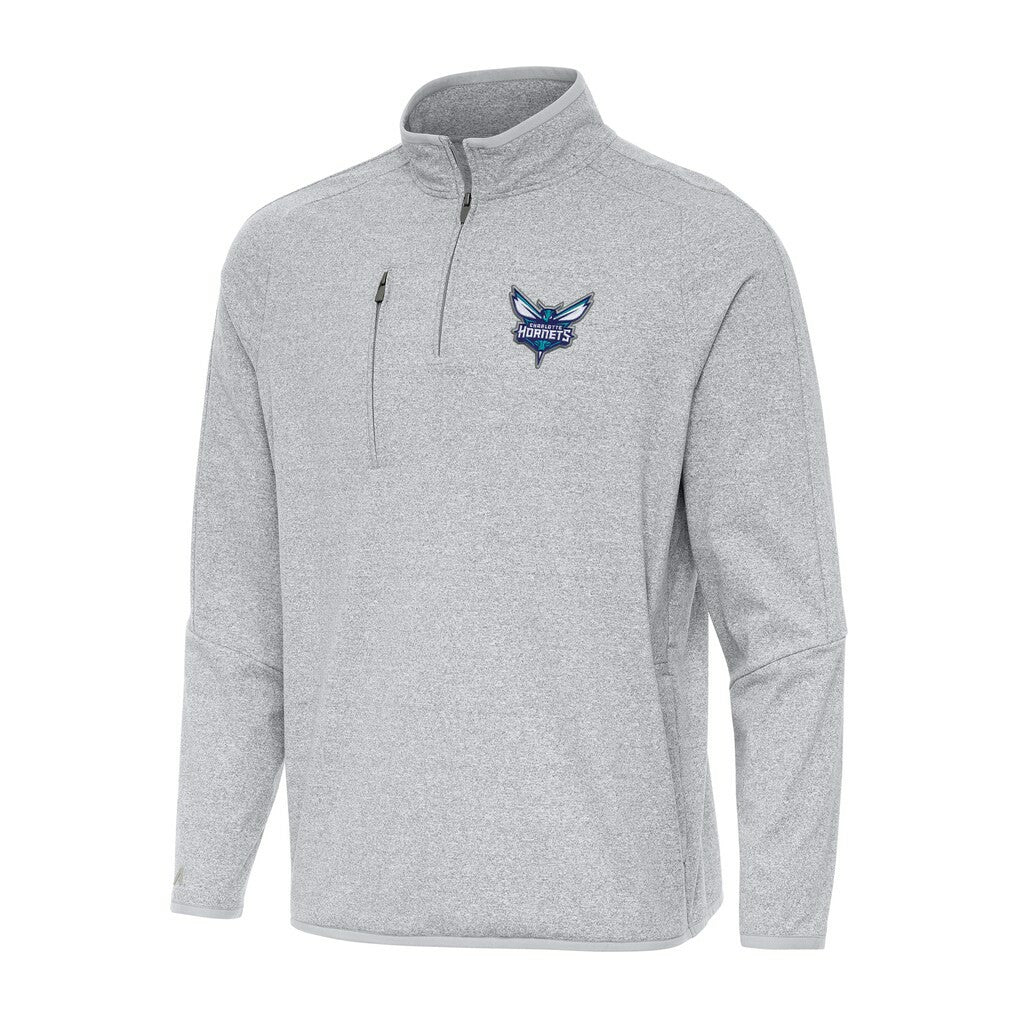 Charlotte Hornets Antigua Certain Quarter-Zip Tri-Blend Sweatshirt Heather Gray - NBA