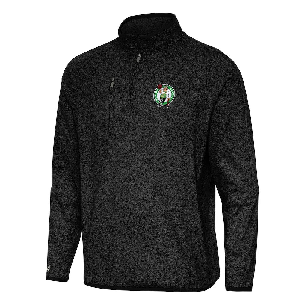Boston Celtics Antigua Certain Quarter-Zip Tri-Blend Sweatshirt Heather Black - NBA