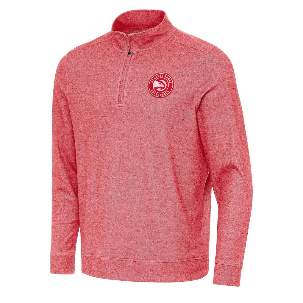 Atlanta Hawks Antigua Subtle Quarter-Zip Sweatshirt Heather Red - NBA