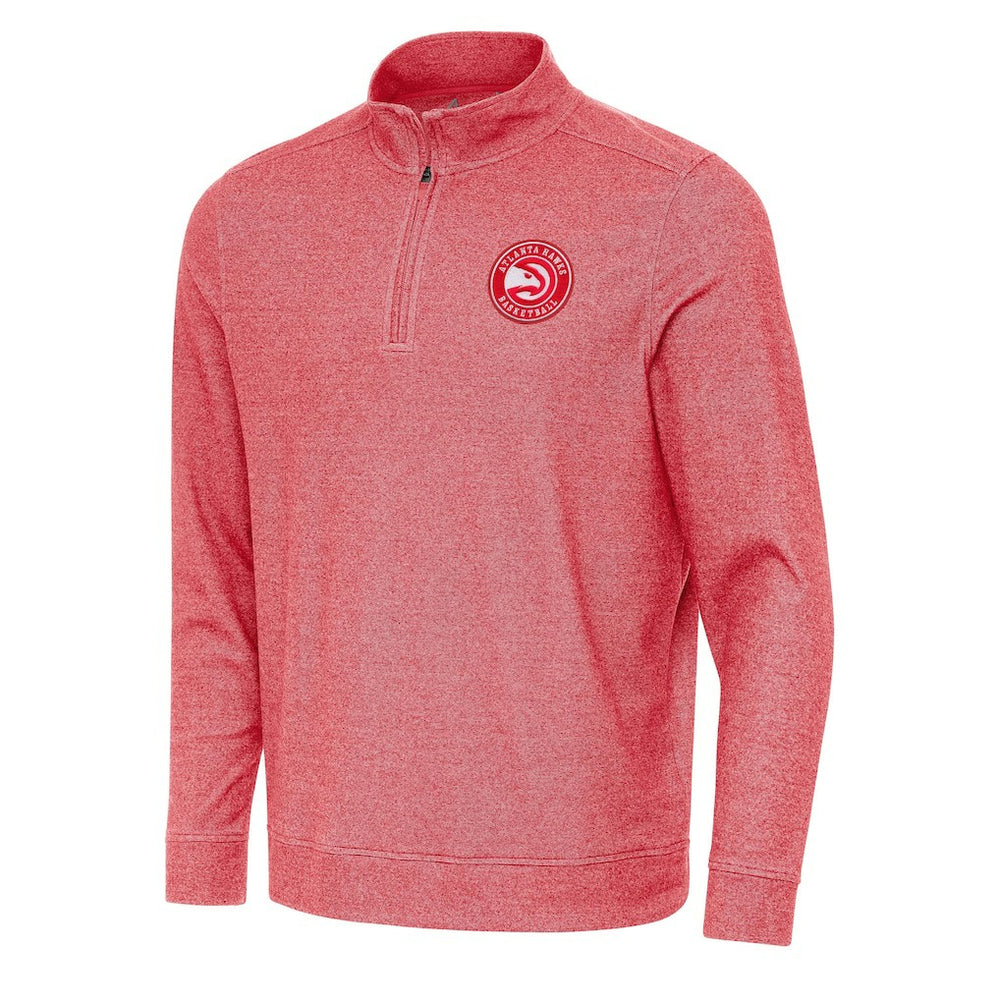 Atlanta Hawks Antigua Subtle Quarter-Zip Sweatshirt Heather Red - NBA