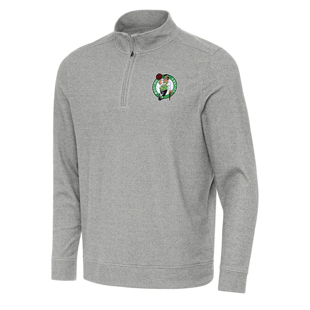 Boston Celtics Antigua Subtle Quarter-Zip Sweatshirt Heather Gray - NBA